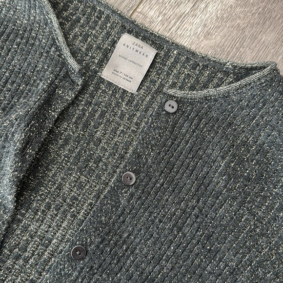 Zara black and gold sparkle cropped cardigan size 7 - Picture 2 of 4